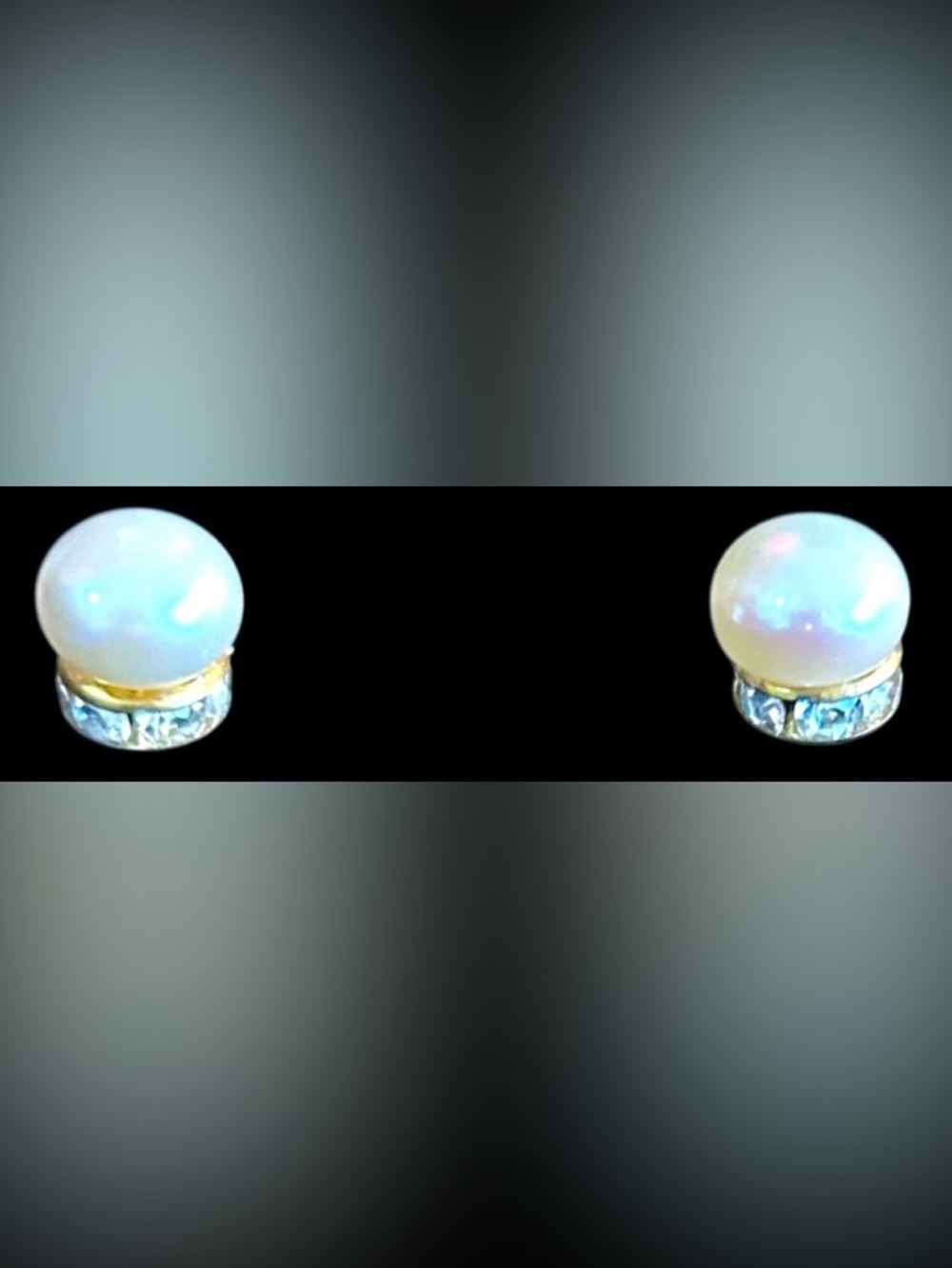 Genuine White Freshwater Pearl & CZ in Gold Over 925 Sterling Earrings✨NWOT✨